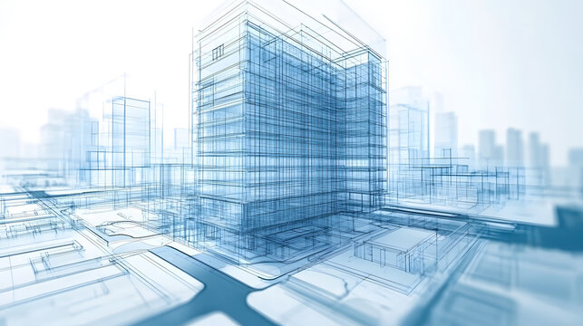 house, Apartment architecture plans with 3D building structure, Architect project drawing blueprint