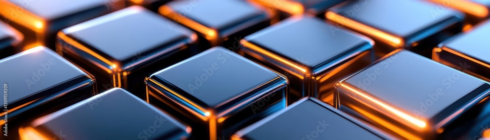 Poster Abstract background with glowing digital blocks