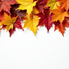 Fototapeta premium Pile of colorful autumn leaves, close-up view, rusty, vibrant