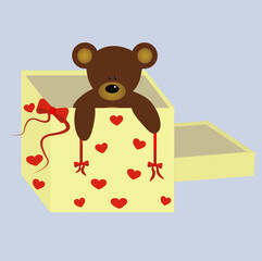 teddy bear in gift box, children illustration,eps