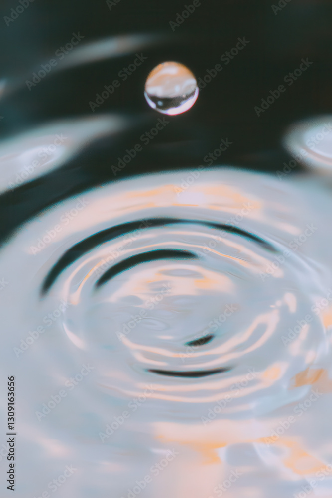 Poster captivating water droplet creating ripples: a visual exploration of nature's serenity and fluid dyna