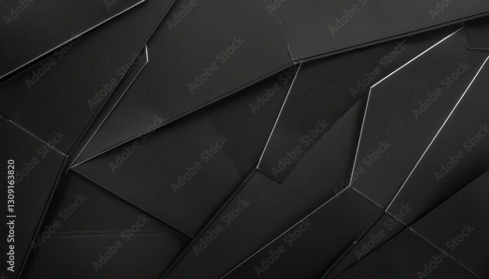 Poster black geometric abstract background with layered textured paper sheets, minimalist dark design for b