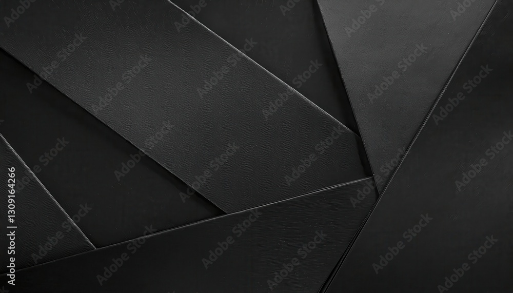 Aufkleber black geometric abstract background with layered textured paper sheets, minimalist dark design for b