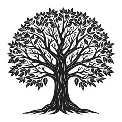 silhouette vector Tree, black and white
