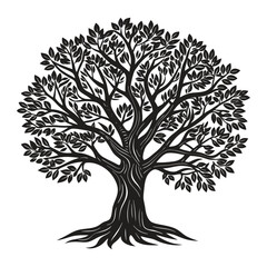 silhouette vector Tree, black and white
