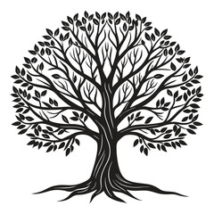 silhouette vector Tree, black and white
