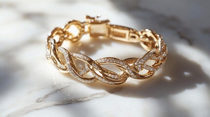 Luxury Gold Bracelet with Sparkling Diamonds: Exquisite Jewelry Design for Women