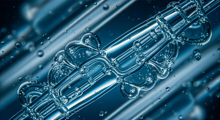 Naklejka premium Quantum glass symphony: microscopic networks of transparent structures revealing the intricate dance of molecular connectivity, where science meets ethereal beauty.