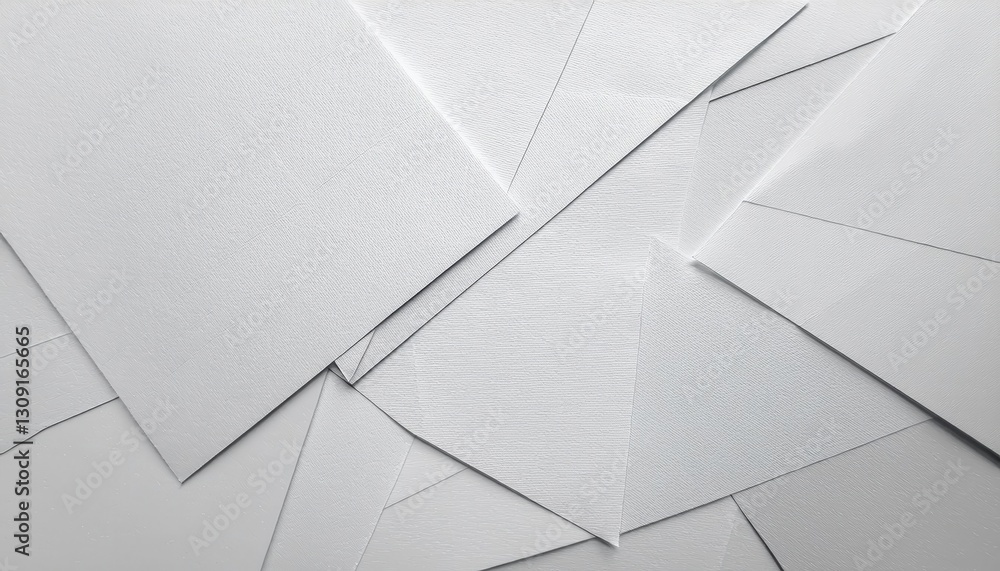 Aufkleber abstract composition of overlapping white textured paper sheets with sharp geometric lines, perfect for minimalistic design background