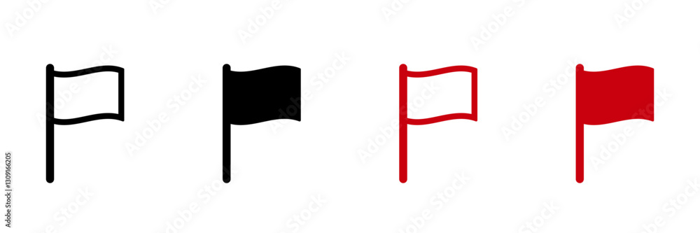 Poster explore four simple flag icons in black and red. each design offers a unique look with its color and