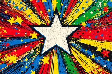 Fototapeta premium Colorful Pop Art Starburst Background Bright Comic Book Style Illustration