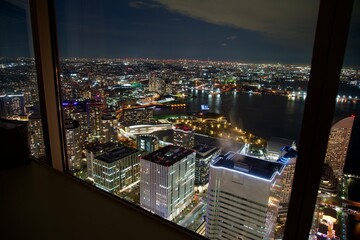 Night view of Yokohama from a room on a high floor