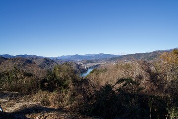 Lake Sagami and mountains in winter