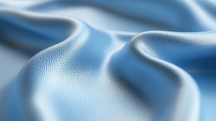 Smooth, light blue leather with a subtle wave-like texture offers rich depth and contrast in its elegant hue