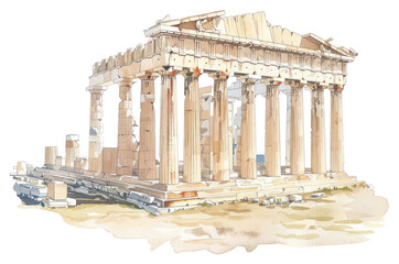 Obraz premium PNG A Greek acropolis of athens architecture parthenon building.