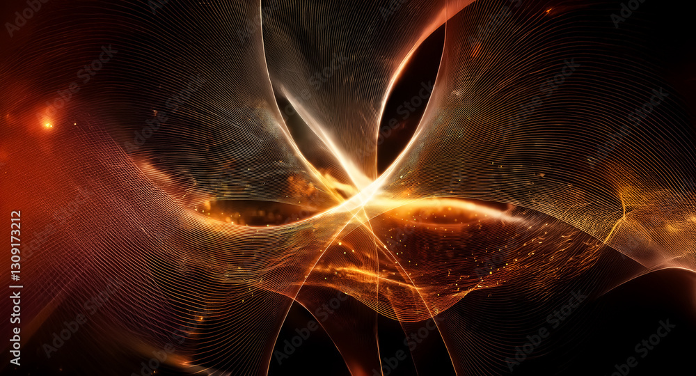 Poster abstract background with dynamic lines and swirling patterns creating a sense of depth and movement.