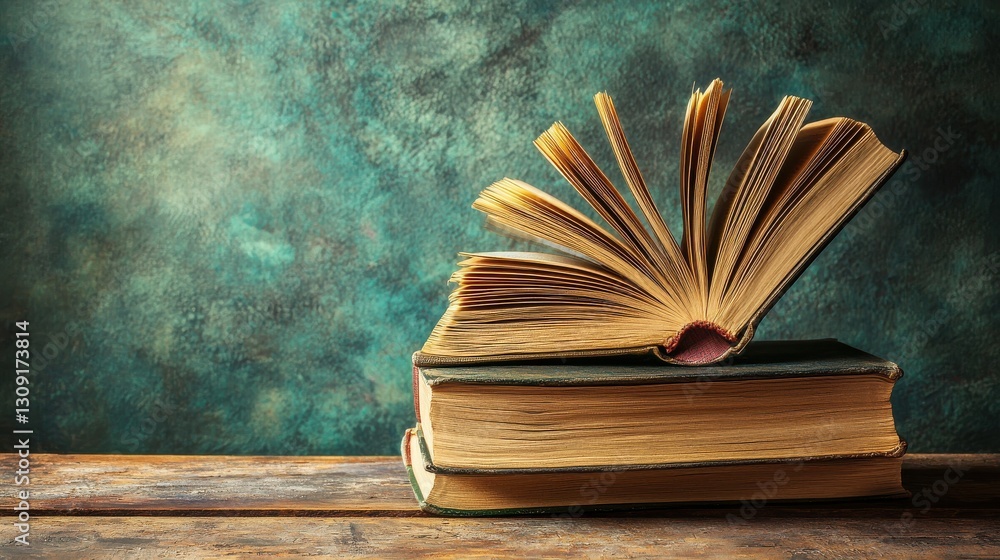 Poster book on a banner background symbolizing education and knowledge with space for text high quality ima