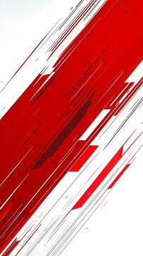 A red and white striped background with red lines