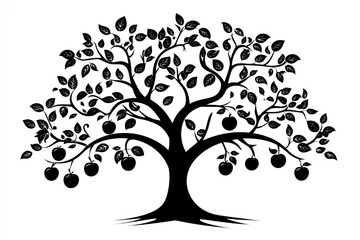 Silhouetted Fruit Tree Design (1)