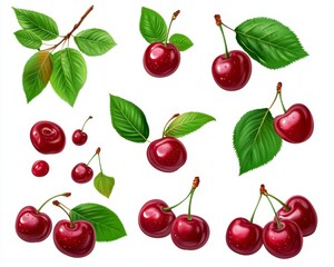 Fresh Red Cherry Elements