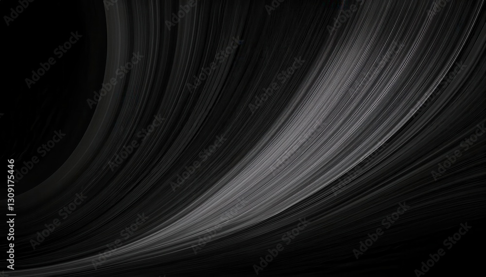Leinwandbilder abstract black flowing lines with subtle silver streaks, futuristic digital wave pattern, perfect fo