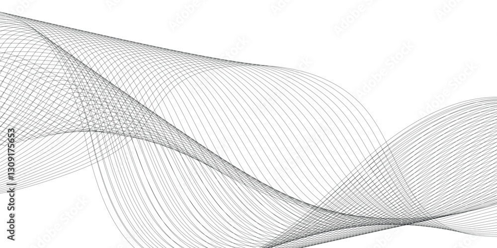 Aufkleber thin wavy curve line vector background. curve wave seamless pattern background. black and grey wave 