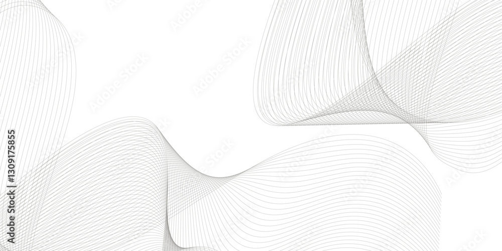 Poster thin wavy curve line vector background. curve wave seamless pattern background. black and grey wave 