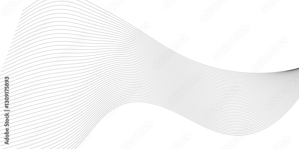 Poster thin wavy curve line vector background. curve wave seamless pattern background. black and grey wave 