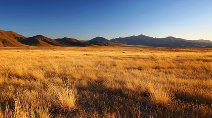 Fototapeta premium Endless sunlit landscapes of golden grass and resilient life