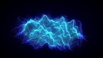 Technology blue sphere with connecting dots and lines. Digital abstract network structure. 3D rendering.