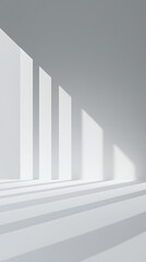 Fototapeta premium A white room with three pillars and a window