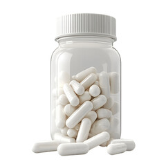 White Pills in Clear Bottle Medicine Supplement Healthcare