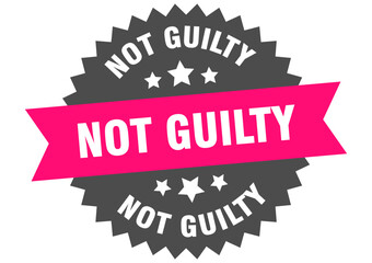 not guilty. not guilty round pink label isolated on transparent background
