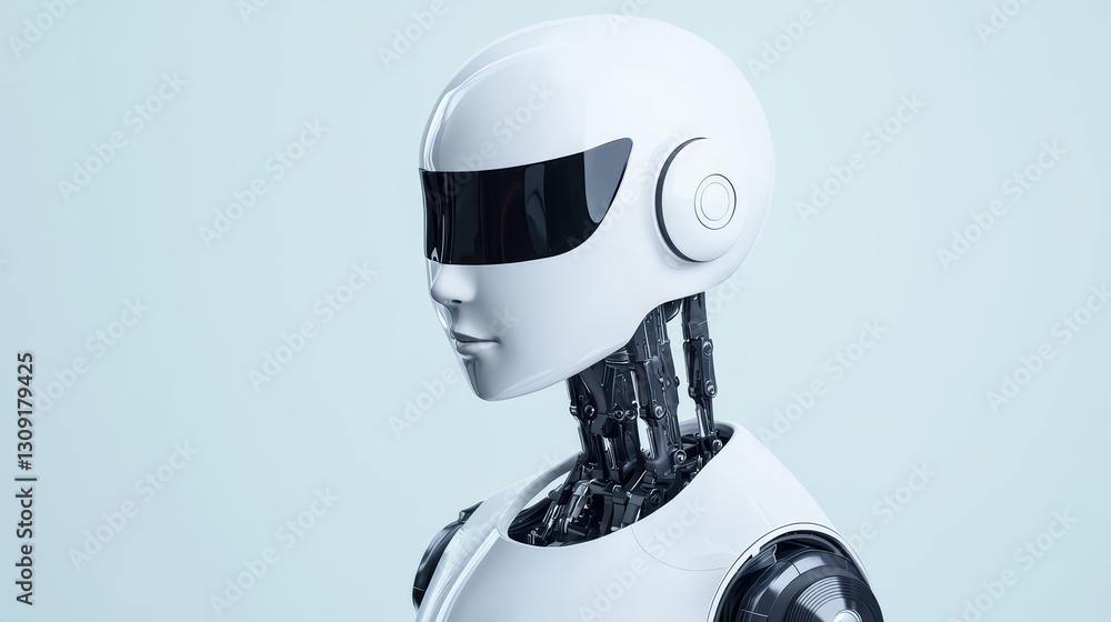 Aufkleber Advanced Humanoid Robot Engaging with Humans in a Modern Interaction Setting