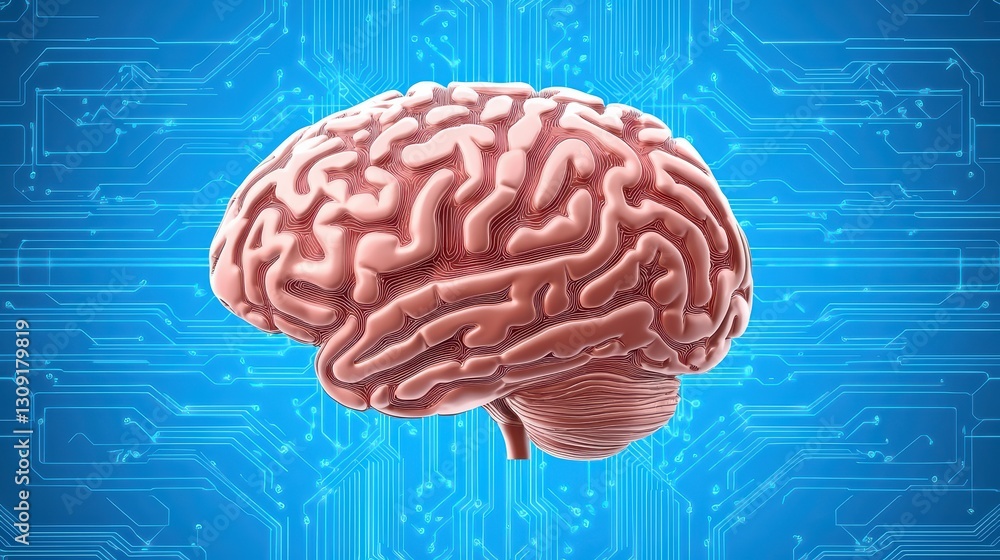 Aufkleber intricate neural network concept with brain illustration and digital background