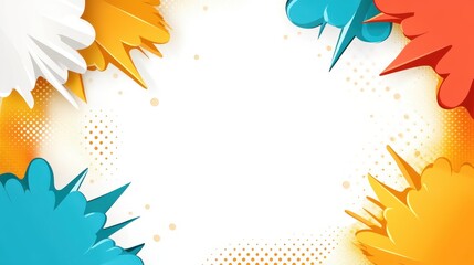 Obraz premium Comic explosion graphic with bright halftone pattern creating blank negative space, perfect for graphic design mockups and dynamic visual communication