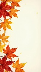 Vibrant watercolor autumn leaves, rich orange & yellow hues , vintage, autumn leaves