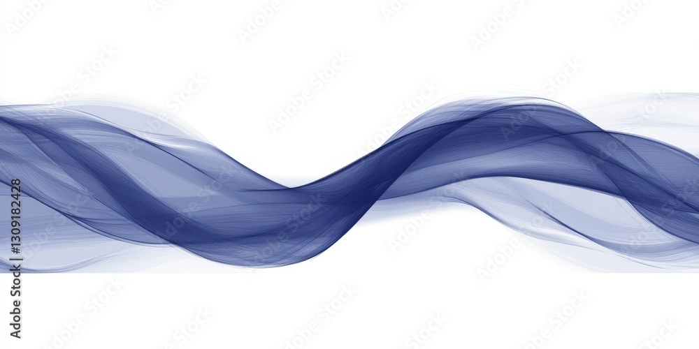 Aufkleber abstract blue wavy flowing ribbon on white background. dynamic liquid forms with transparency.