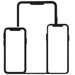 Obraz premium Contemporary Smartphones Group Black Outline Vector Design Visual Asset