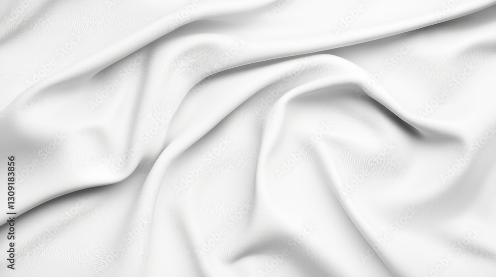 Poster luxurious white satin fabric cascading with soft, elegant folds, presenting smooth texture and delic