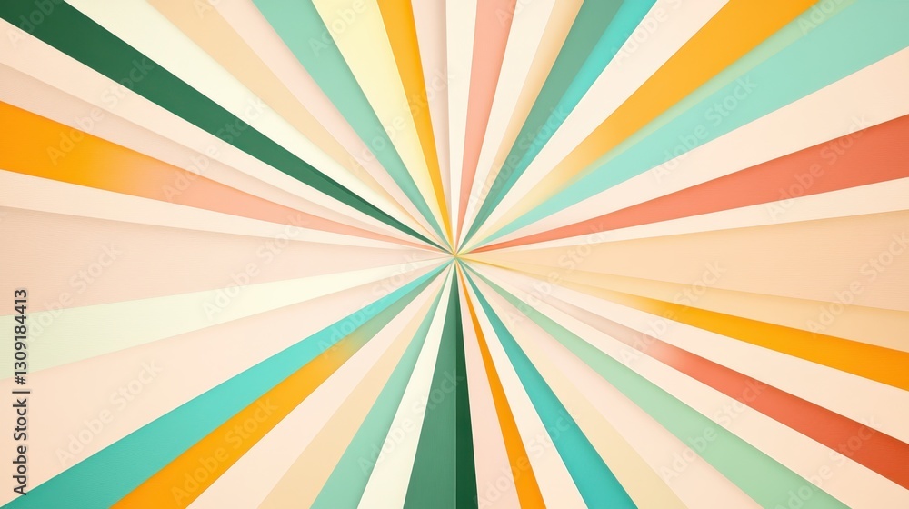 Poster vibrant sunburst radiating multicolored rays, spreading dynamic energy across abstract graphic surfa