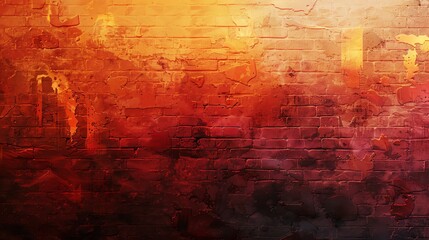 A grunge brick wall with cracked and faded paint in shades of red, orange, and brown.