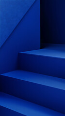 Fototapeta premium A blue staircase with a blue wall in the background