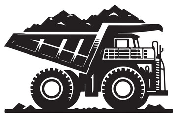 Loaded Mining Dump Truck Silhouette Illustration Vector for Transporting