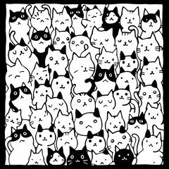 Cute cat cartoon pattern