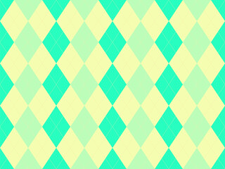 Fototapeta premium Vibrant argyle pattern in pastel yellow, mint green, and peach. Perfect for backgrounds, textile design, or playful branding.