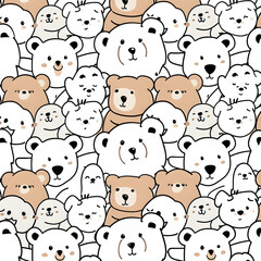 Cute bear cartoon pattern