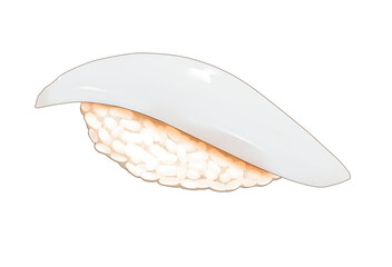 Semi real nigiri sushi handdrawn graphic with transparent background