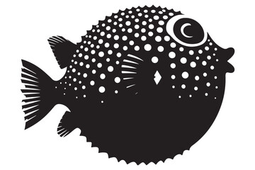 Detailed Puffer Fish Silhouette Artwork Marine Life Vector Graphic © Creative Image  