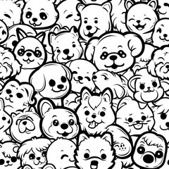 Obraz premium Cute dog cartoon pattern 